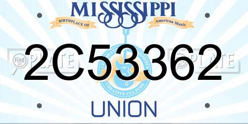 2C53362 Mississippi License Plate