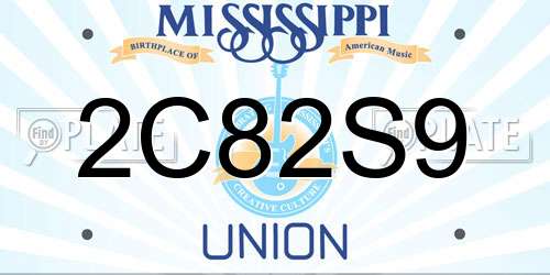 2C82S9 Mississippi License Plate