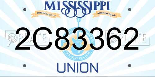2C83362 Mississippi License Plate