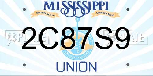 2C87S9 Mississippi License Plate