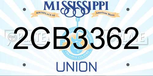 2CB3362 Mississippi License Plate