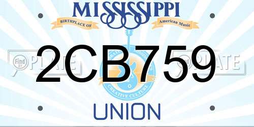 2CB759 Mississippi License Plate
