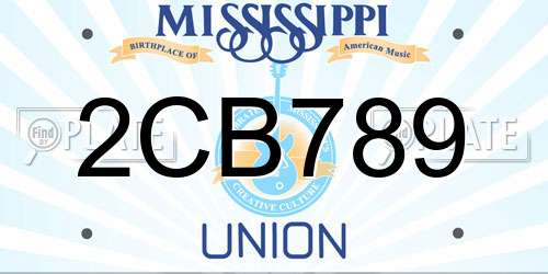 2CB789 Mississippi License Plate