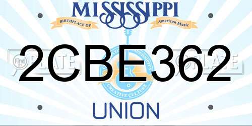 2CBE362 Mississippi License Plate