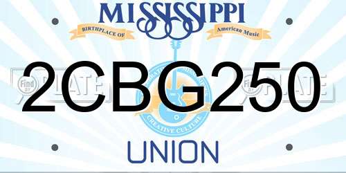 2CBG250 Mississippi License Plate