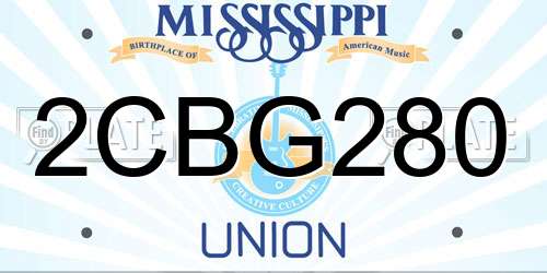 2CBG280 Mississippi License Plate