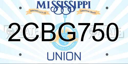 2CBG750 Mississippi License Plate