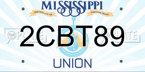 2CBT89 Mississippi License Plate