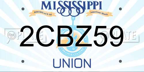 2CBZ59 Mississippi License Plate