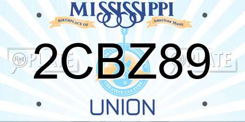 2CBZ89 Mississippi License Plate