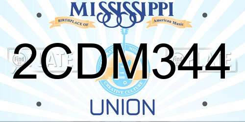 2CDM344 Mississippi License Plate