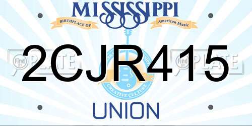 2CJR415 Mississippi License Plate