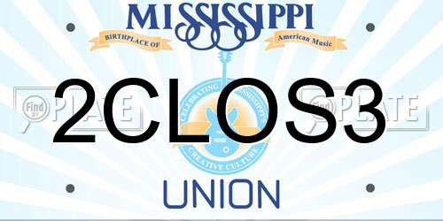 2CLOS3 Mississippi License Plate
