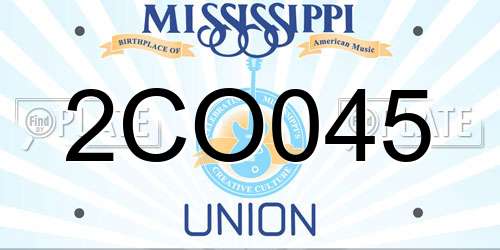 2CO045 Mississippi License Plate