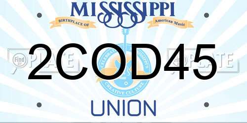 2COD45 Mississippi License Plate