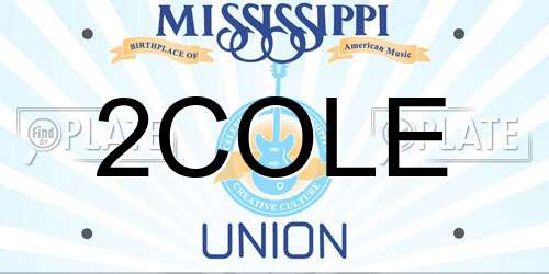 2COLE Mississippi License Plate