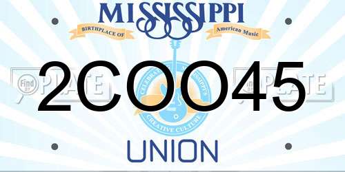 2COO45 Mississippi License Plate
