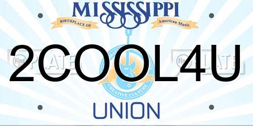 2COOL4U Mississippi License Plate