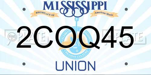 2COQ45 Mississippi License Plate