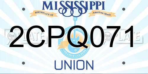 2CPQ071 Mississippi License Plate