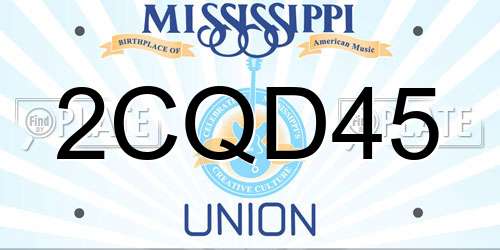 2CQD45 Mississippi License Plate