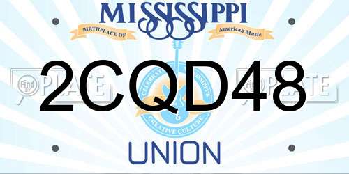 2CQD48 Mississippi License Plate