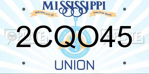 2CQO45 Mississippi License Plate