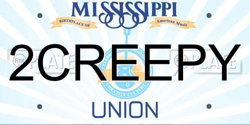 2CREEPY Mississippi License Plate