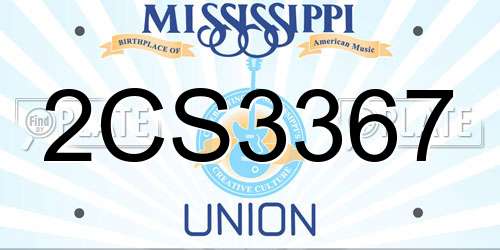 2CS3367 Mississippi License Plate
