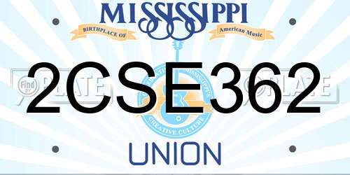 2CSE362 Mississippi License Plate