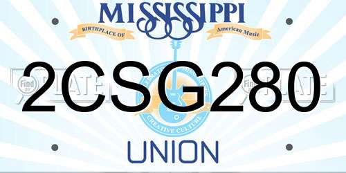 2CSG280 Mississippi License Plate