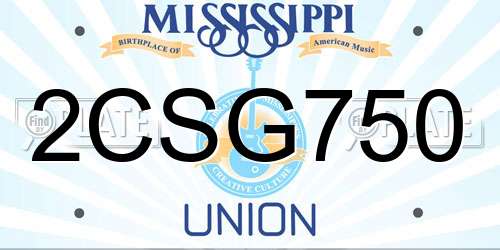 2CSG750 Mississippi License Plate