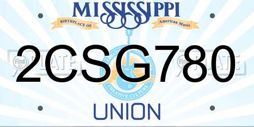 2CSG780 Mississippi License Plate