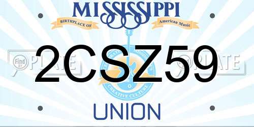 2CSZ59 Mississippi License Plate