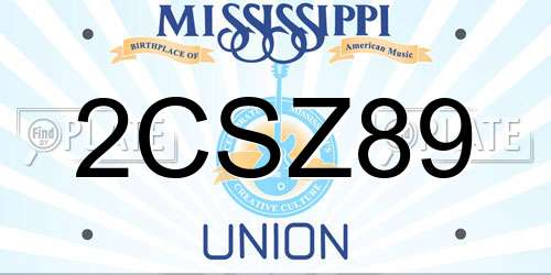 2CSZ89 Mississippi License Plate