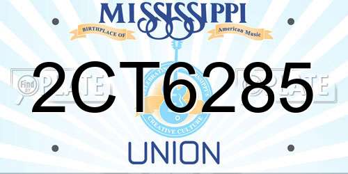 2CT6285 Mississippi License Plate