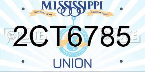 2CT6785 Mississippi License Plate