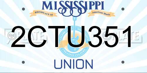 2CTU351 Mississippi License Plate