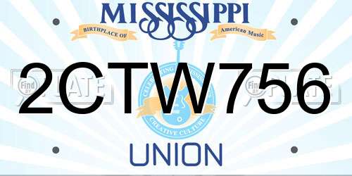 2CTW756 Mississippi License Plate
