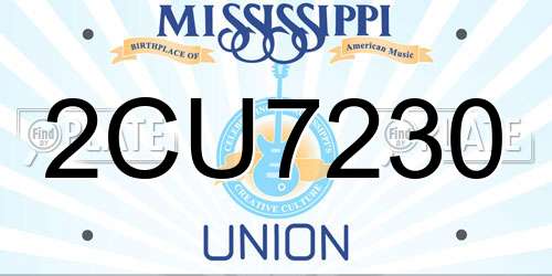 2CU7230 Mississippi License Plate