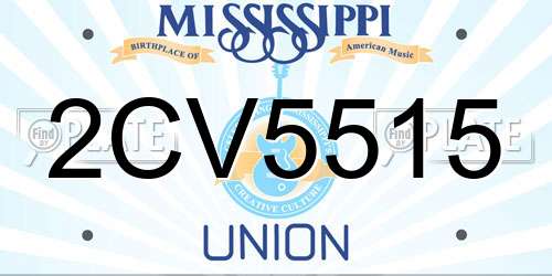 2CV5515 Mississippi License Plate
