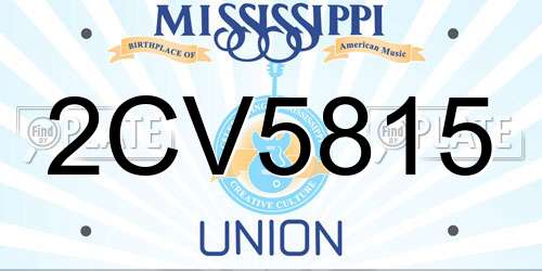 2CV5815 Mississippi License Plate