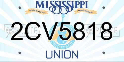 2CV5818 Mississippi License Plate