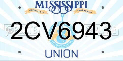 2CV6943 Mississippi License Plate