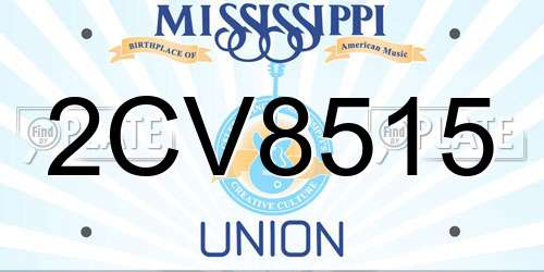 2CV8515 Mississippi License Plate