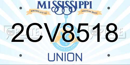 2CV8518 Mississippi License Plate