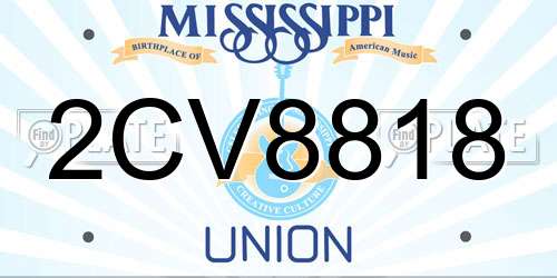 2CV8818 Mississippi License Plate
