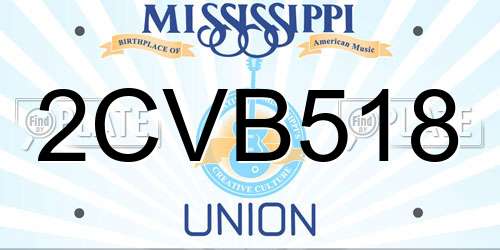 2CVB518 Mississippi License Plate