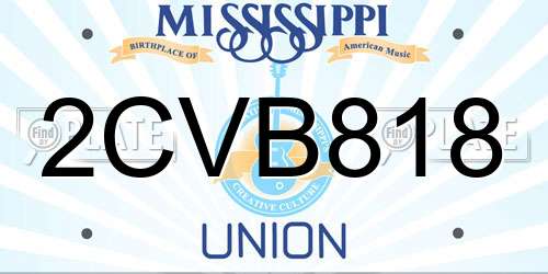 2CVB818 Mississippi License Plate