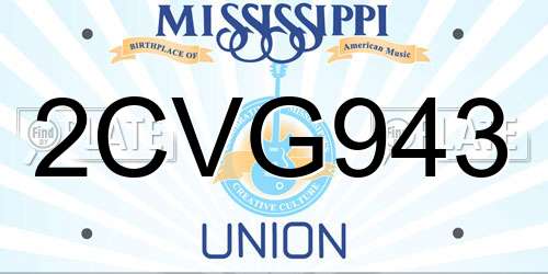 2CVG943 Mississippi License Plate